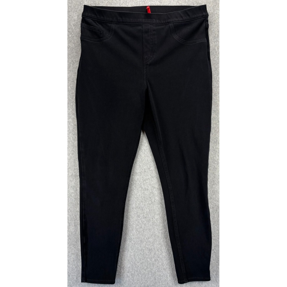 Spanx Black Denim High Rise Stretch Pockets Ankle‎ Length Pull-On Leggings XL